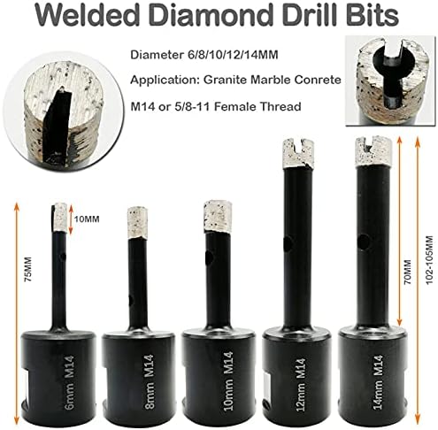 Xmeifeits Profesionalne vježbe 2pcs/pk dia 10+12 mm Dijamantni bušilica Bitovi vlažni zavareni kruti segmenti rupa za bušenje pile