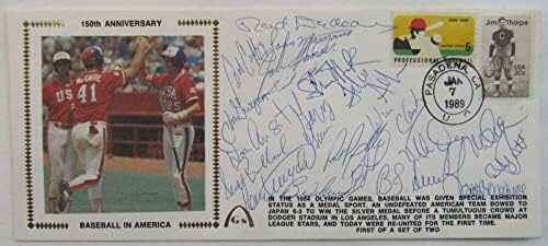 Koverta s autogramom američkog olimpijskog tima iz 1984. godine Barrie Larkin, Mark McGuire, hoće li Clark-mumbo izrezati potpise