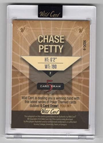 Chase Petty RC Auto 2023 Wild Card 5 Card crtež 2/2 rookie 9 Reds MT-MT+ MLB Baseball Autograph