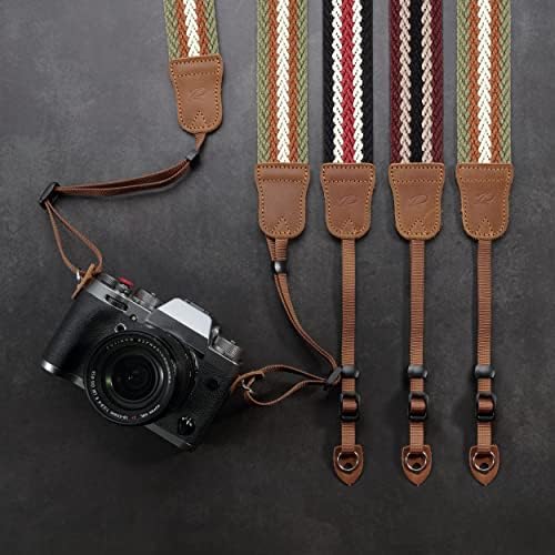 Prugasti remen za kameru-1,5-inčni naramenica od kravlje kože, Vintage tkani Višebojni remeni za kameru i dalekozor, slatka podesiva