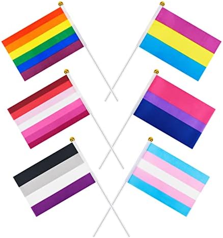 Eaone 60 pakiranje duge ponos zastava, gay ponosni štapići za zastave male mini lgbt zastave biseksualne lezbijske aseksualne gay panseksualne