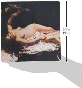 3Drose 8 x 8 x 0,25 inča miša jastučić, žena s papagajem Gustave Courbet