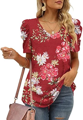 Ženska košulja 2023 kratki puff rukavac vneck pamučni grafički slatka ručka gornja majica za dame jeseno ljeto jo Jo jo