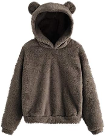 Tantisy Žene Lijepe dukserice dukserice dugih rukava Topli medvjed oblik nejasnog udobnog laganog kapuljača pulover vrhovi
