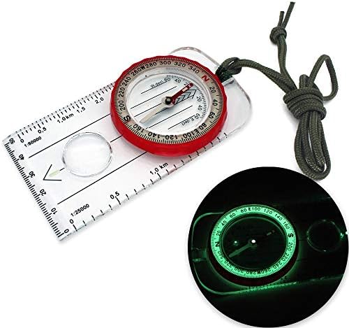 WJTMY Vanjski multifunkcijski crtež kompasa, Sjeverna igla s povećalom, šipkom ljestvice, svjetlosnim funkcijama, jasnijim i izdržljivim