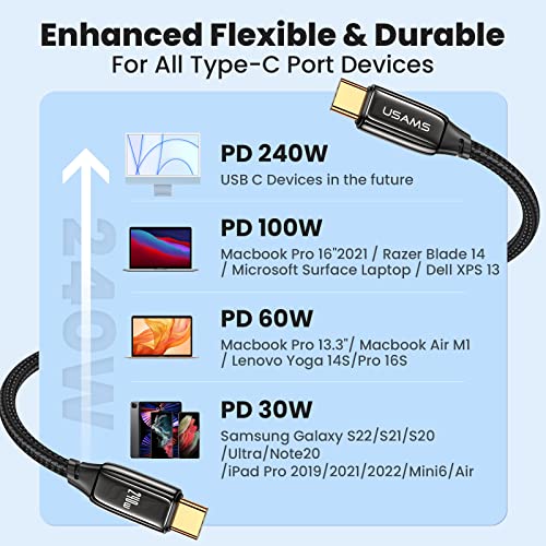 kabel enablink 240 W USB C na USB C Kabel 4 m, PD3.1 Type C kabel Type C Kabel za brzo punjenje 48 5A USB Kabel C s najlona оплеткой