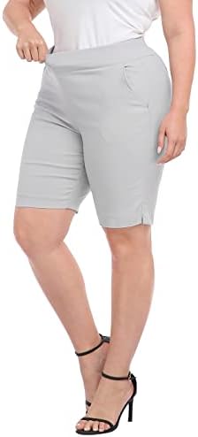 HDE plus size Bermuda kratke hlače srednjeg porasta 10 Inseam Povucite kratke hlače s džepovima
