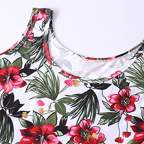 Ženske ljetne modne povremene biljke ispisuju O-Neck Šivenje bez rukava za plažu A-Line haljina