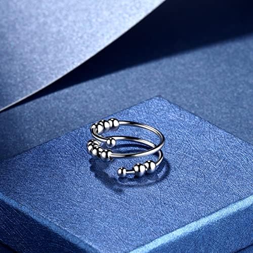 Beautylace protiv anksioznog prstena srebra/18K zlatni oblozi za anksiozni prsten s perlama spinner prsten za žene i muškarce