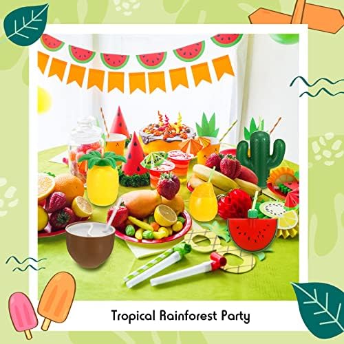 5kom tropskih čaša plastične čaše za piće u obliku voća s poklopcima i slamkama uključuju šalice za piće u obliku lubenice s kokosovim