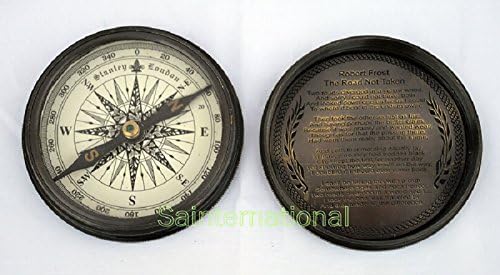 SA International Brass 3 -inčni kompas Antique Robert Frost Pjesma Kompass Nautički kalendar kompas 40 godina Vintag Morski poklon