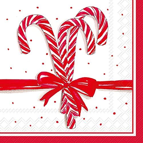 Božićni papir salvete koktele salvete božićne salvete crvene i bijele bombone dekor 5 x 5 pak od 40
