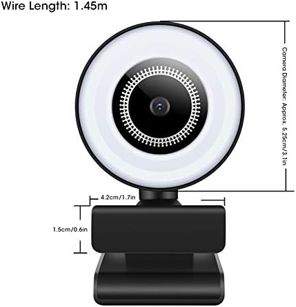 1080p web kamera s prstenom, računalna kamera HD Webcam Light s mikrofonom za video konferenciju, mrežno podučavanje, video chat itd.