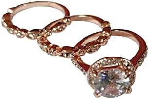 Dijamantni temperament ružičasto zlato 3 in1 set Okrugli dijamomonski nakit Jednostavni prstenovi Nakitni pokloni za dječake