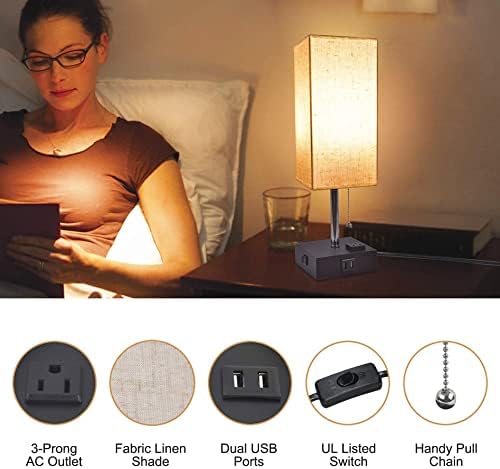 GolSpark LED stolne svjetiljke s bežičnim punjačem za kućni ured, USB noćna lampica s priključcima za punjenje
