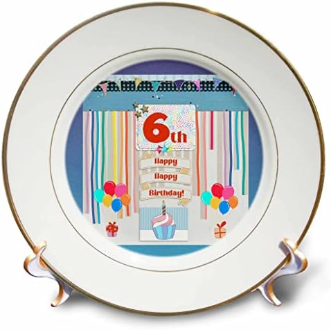 3Drose Slika 6. rođendanske oznake, cupcake, svijeća, baloni, poklon, streamers - ploče