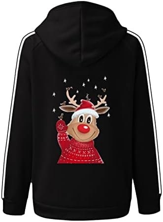 Božićne dukserice u boji za žene pulover dugih rukava zabavni top s printom losa prevelika majica s kapuljačom