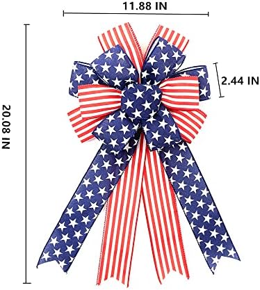 Mesygk veliki domoljubni pramčani vijenac 4. srpnja dekor američka zastava luk za unutarnje crveno plave bijele zvijezde pruge bunting