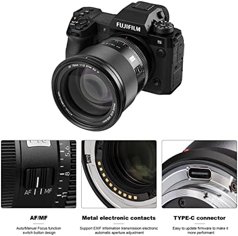 Objektiv VILTROX 75mm f1.2 F/1.2 Fuji X Mount PRO APS-C Prime Objektiv sa auto fokusom i veliki objektiva za kamere Fujifilm X Mount