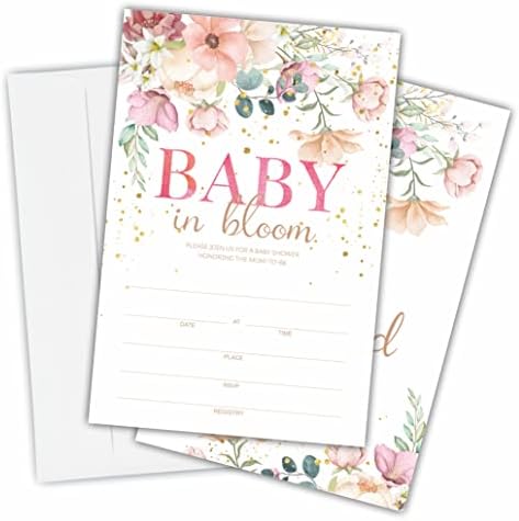 Goxzyn cvjetna tema pozivnice za bebe tuširanje ， 25 dvostranih pozivnih karata s omotnicama-dječji tuš ， rodno otkrivanje ， najava