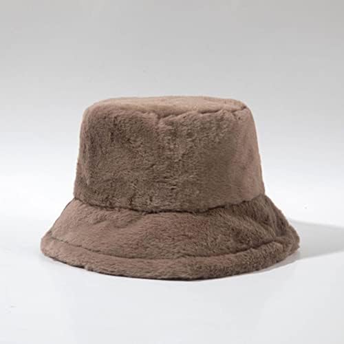 Ženski zimski plišani kanč šešir pahuljasto lažno krzno ribarski kapica zima toplo plišana pahuljasta kapka meka široka ruba šešira