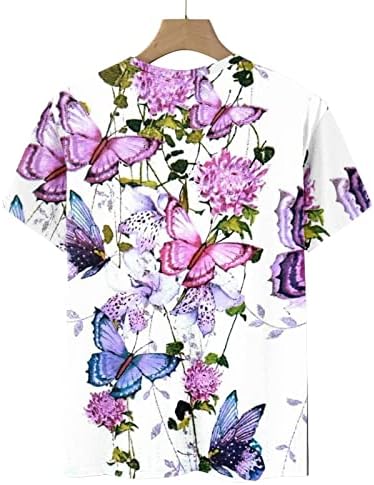 Bluza za creve za ženske ljetne jesenske leptire s kratkim rukavima grafički opušteni fit casual vrhovi majice dame 2023