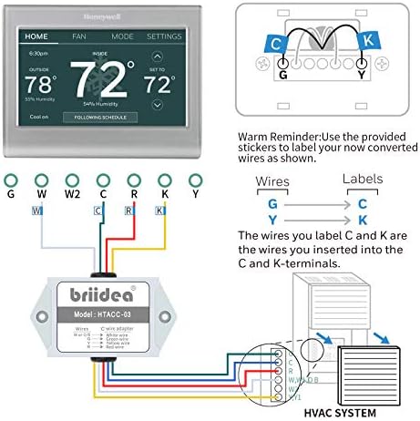 Briidea C-Wire Power Adapter, koristite za 24V Honeywell Home Termostats, White