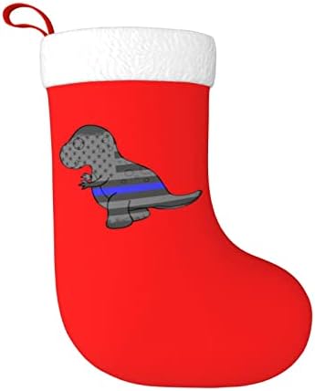 CUTEDWARF Plava američka zastava Dinosaur Christma čarape Xmas ukrasi drveća božićne čarape za božićne blagdanske zabave darovi 18-inčni