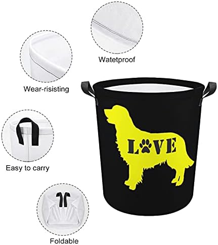 Golden Retriever Love Dog Paw Laundry Hamper Skladiš košare s jednostavnim ručkama za nošenje za organizator odjeće za igračke