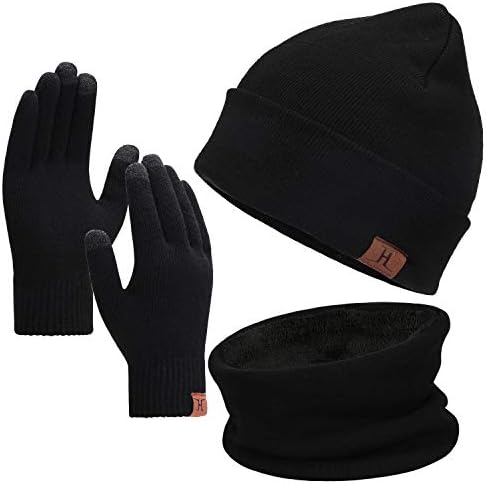 Zimska kapa za kapu šal set senzornih rukavica za muškarce i žene grijač za vrat rukavice za kapu s toplom pletenom podstavom od flisa