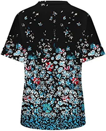 Ženski tisak ležerni ljetni vrhovi kratki rukavi v vrat labavi majica majica Lagana udobna ljetna bluza tunika