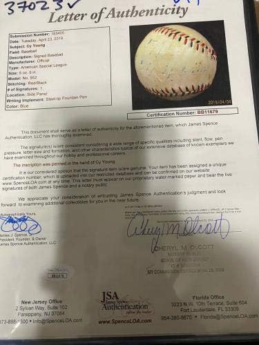 Cy Young 511 Singl potpisani bejzbol JSA LOA pobjeđuje - Autografirani bejzbol