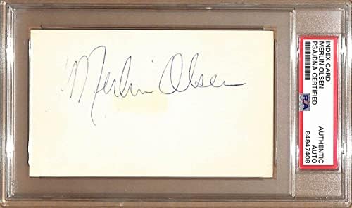 Posjetnica Merlina Olsena HOFA veličine 3v5 s autogramom Los Angeles Rams iz 179069 - izrezani potpisi NFL-a