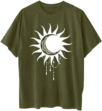 Predimenzionirane majice za žene estetske majice za žene casual ljetni vrhovi kratkih rukava labavi grafički tinejdžeri sunca i mjeseca