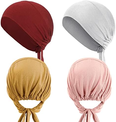4 komada Žene hidžab kape podvlačenjem kape od turbana lubanje kapice meke kape za spavanje za dugu kosu